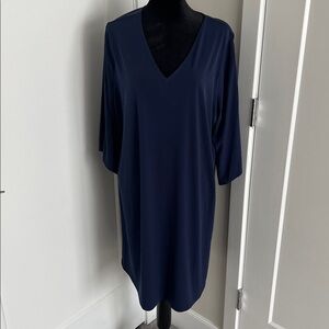 Michael Kors True Navy Split Sleeve Dress with Gold Detailing NWT 1X
